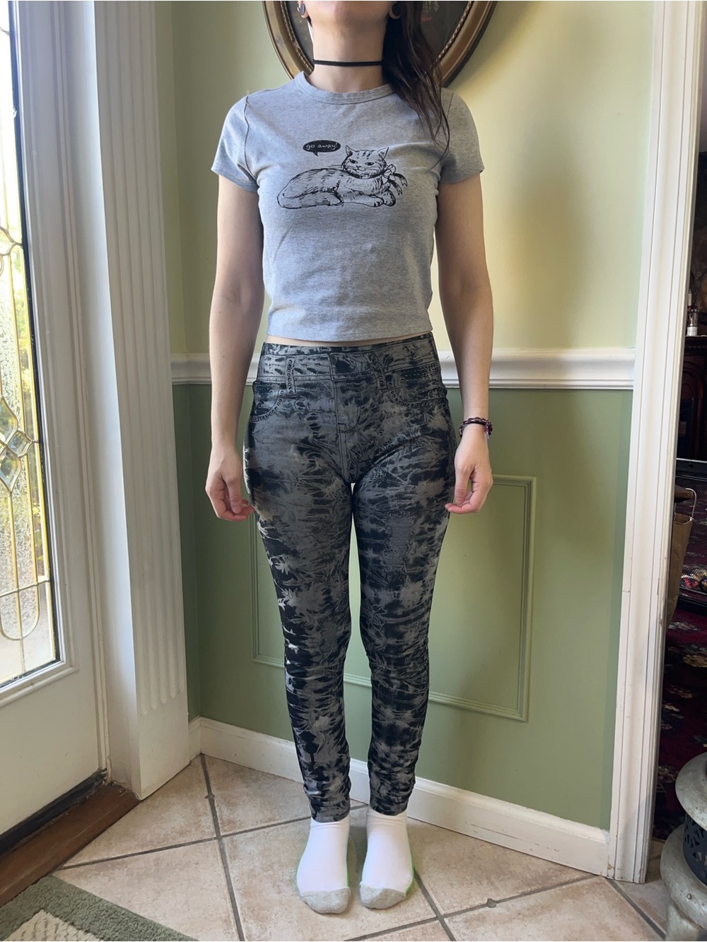 Denim printed leggings